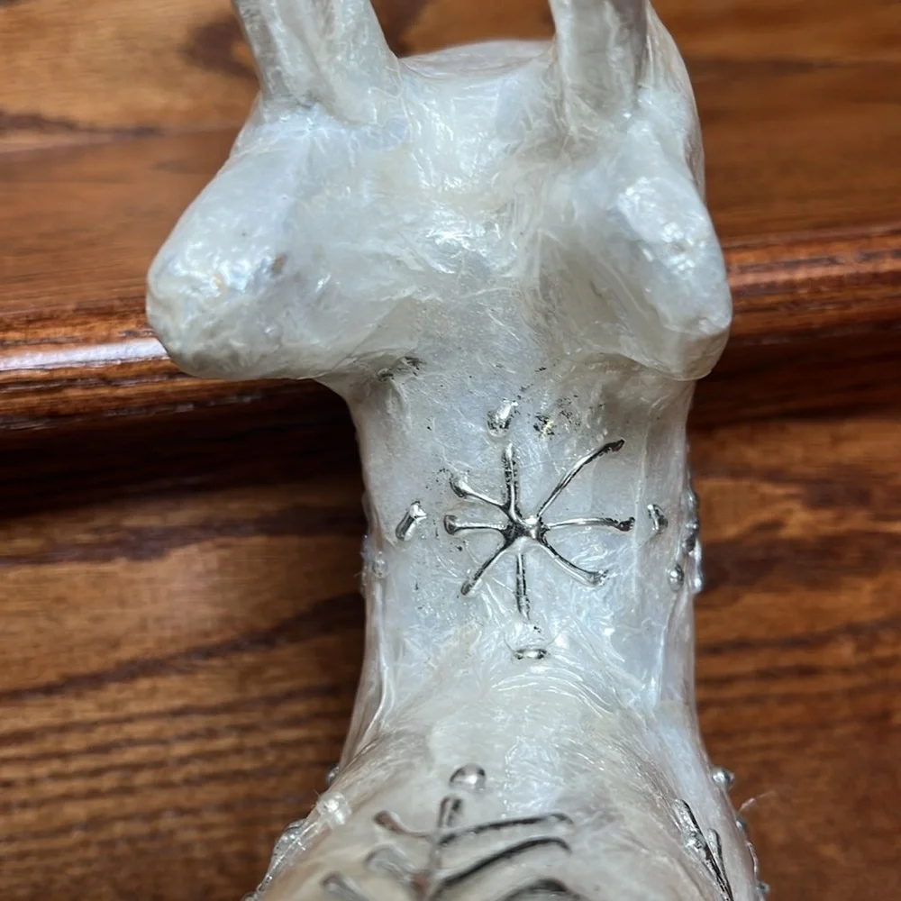 White Holiday Christmas Reindeer with Silver Snowflakes